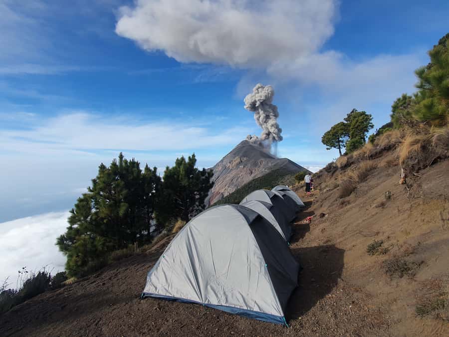 Antigua, Guatemala: Volcano Acatenango Overnight Hiking - Breakfast and the long descent to Antigua