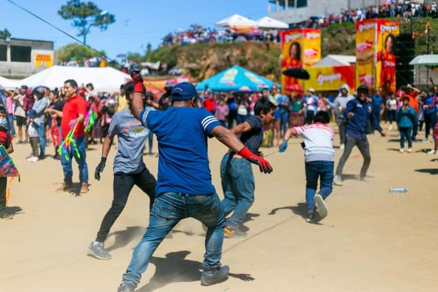 From Antigua to Sumpango Giant Kite Festival - At the football field, where the kites take shape