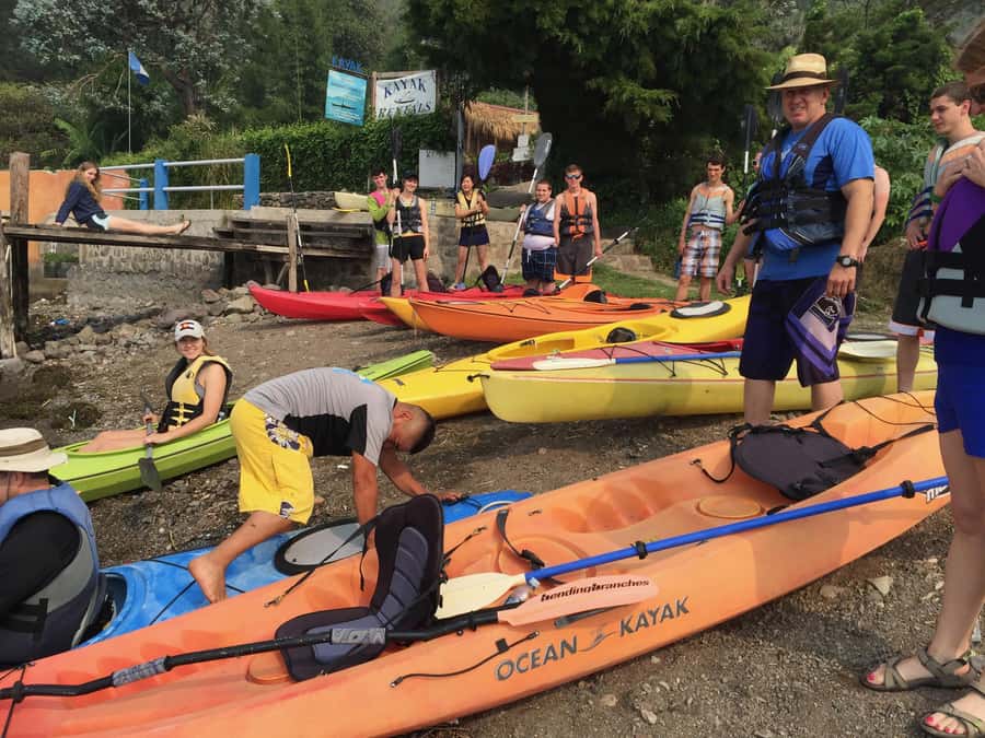 Kayak Hike Adventure. Visit Tzununa, Jaibalito, Santa Cruz - Changing From Kayak to Hiking Clothes