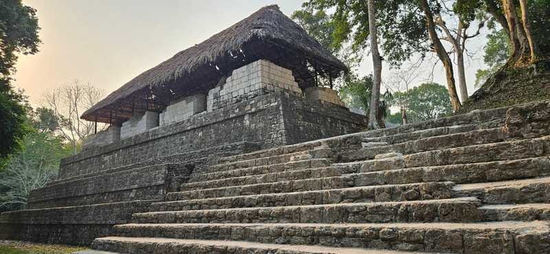 Yaxha at sunset with transportation, guide plus entrance - The climb to Temple 216 near 5:30 pm